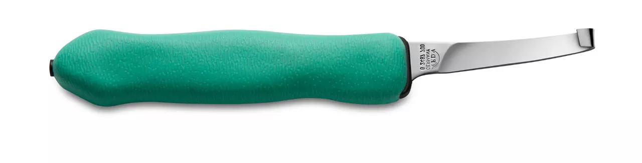 Respicefinem Coltello Per Zoccoli Curvo Per Destrimani – Lama In Acciaio, Manico In Legno, 22,3 Cm, Per Maniscalchi E Cura Del Cavallo